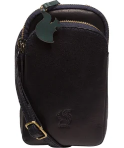 Leia' Navy Leather Cross Body Phone Bag