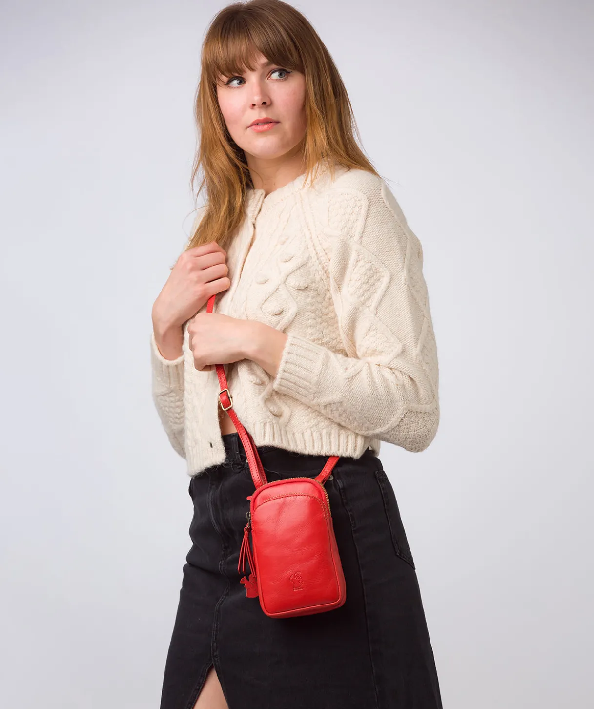 Leia' Orangeade Leather Cross Body Phone Bag