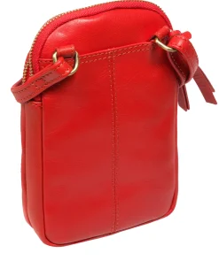 Leia' Orangeade Leather Cross Body Phone Bag