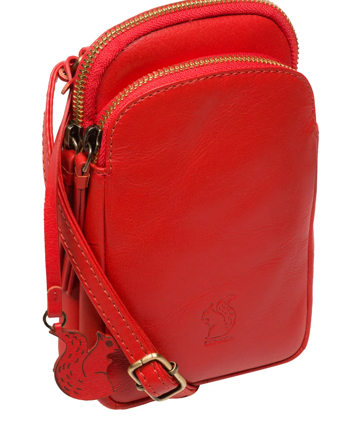 Leia' Orangeade Leather Cross Body Phone Bag