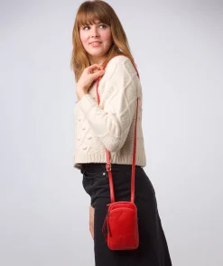 Leia' Orangeade Leather Cross Body Phone Bag