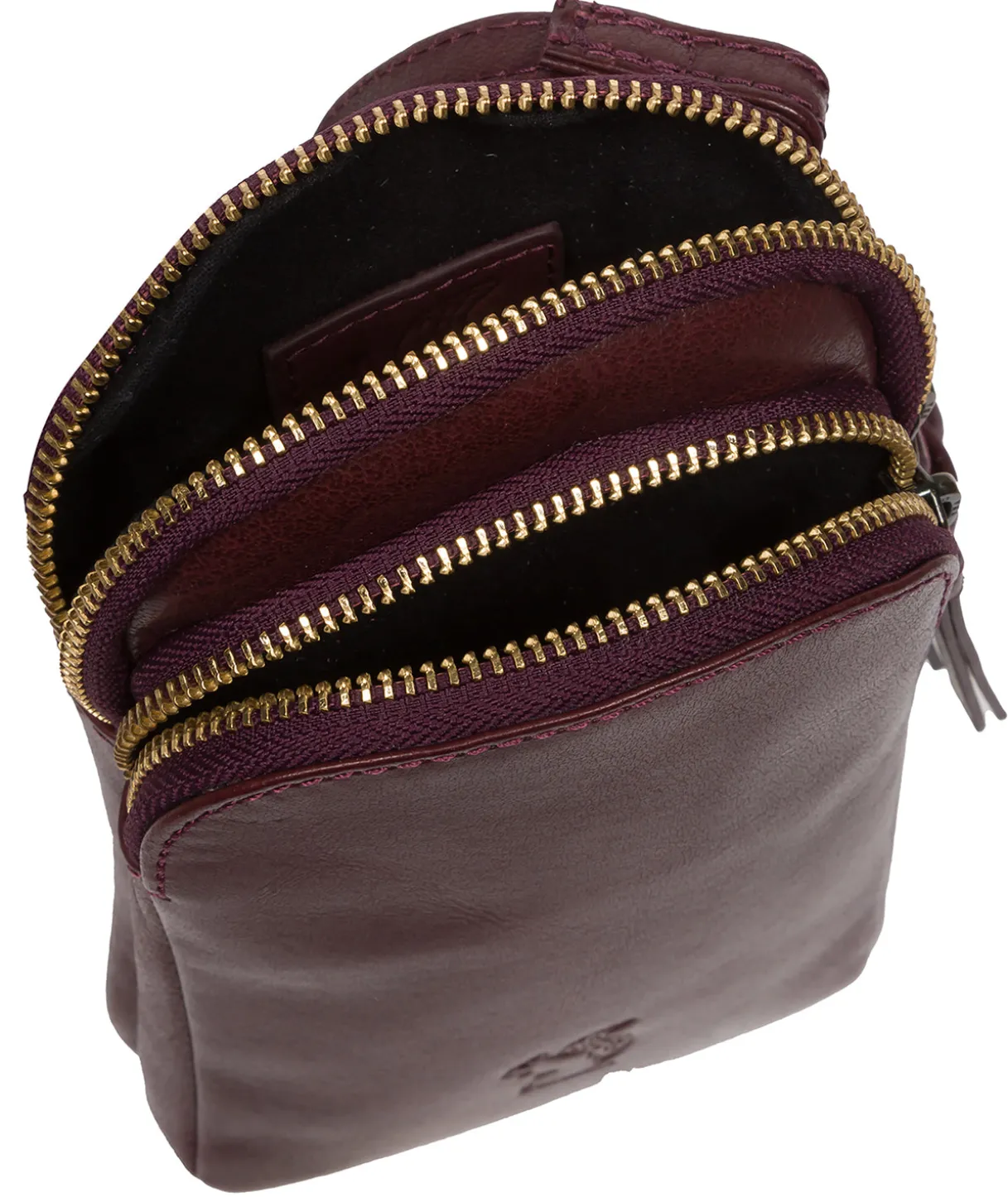 Leia' Plum Leather Cross Body Phone Bag