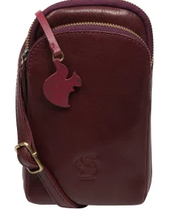Leia' Plum Leather Cross Body Phone Bag