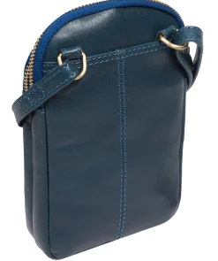Leia' Snorkel Blue Leather Cross Body Phone Bag