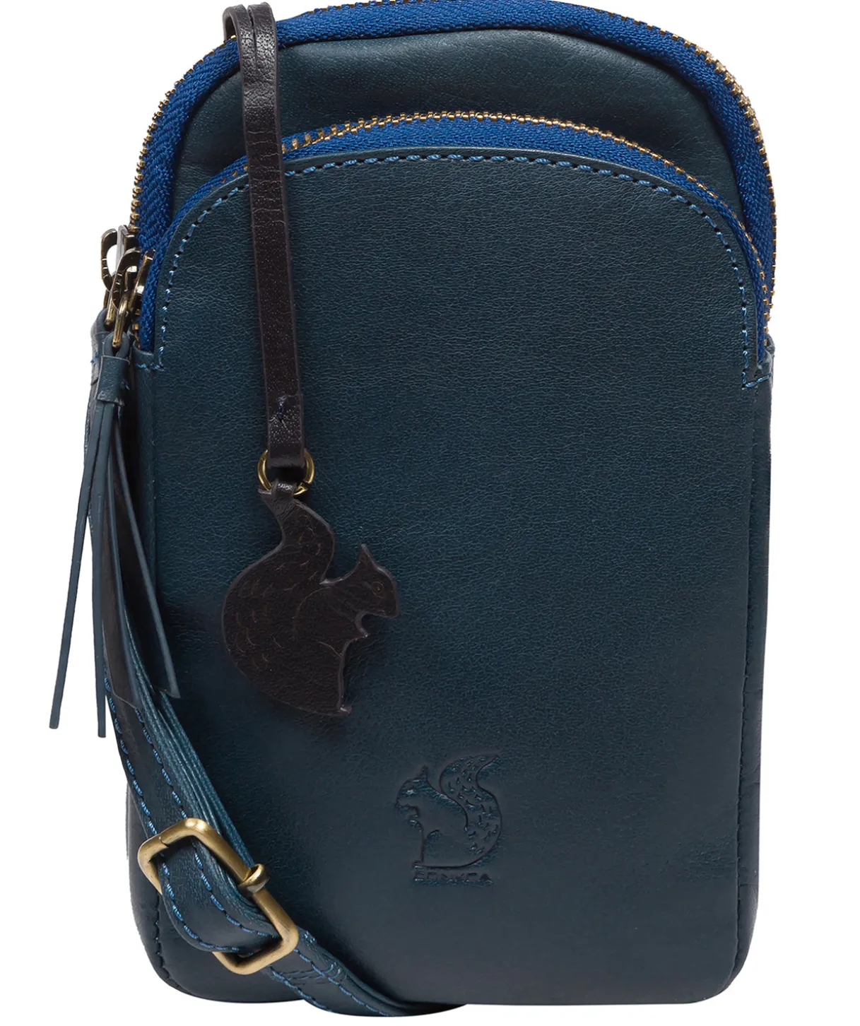 Leia' Snorkel Blue Leather Cross Body Phone Bag