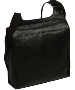 Leigh' Black Leather Cross Body Bag