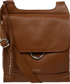 Leigh' Rich Tan Leather Cross Body Bag