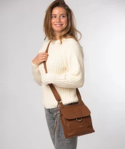 Leigh' Rich Tan Leather Cross Body Bag