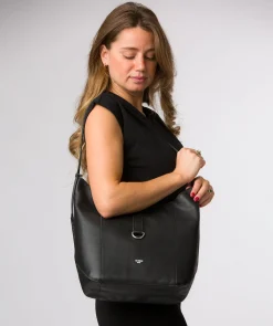 Leilani' Black Leather Shoulder Bag