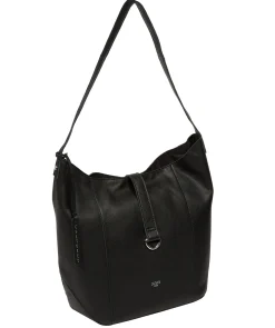 Leilani' Black Leather Shoulder Bag