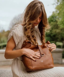 Leilani' Tan Leather Shoulder Bag