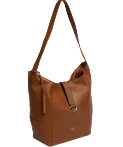 Leilani' Tan Leather Shoulder Bag