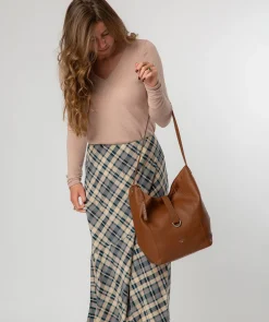 Leilani' Tan Leather Shoulder Bag
