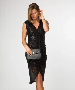 Leonie' Black Leather Cross Body Bag