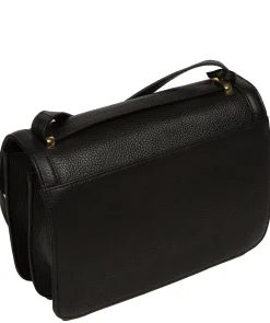 Leonie' Black Leather Cross Body Bag
