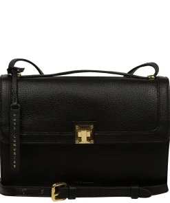 Leonie' Black Leather Cross Body Bag