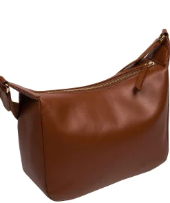 Leonora' Caramel Leather Cross Body Bag