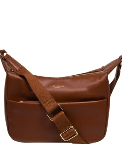 Leonora' Caramel Leather Cross Body Bag