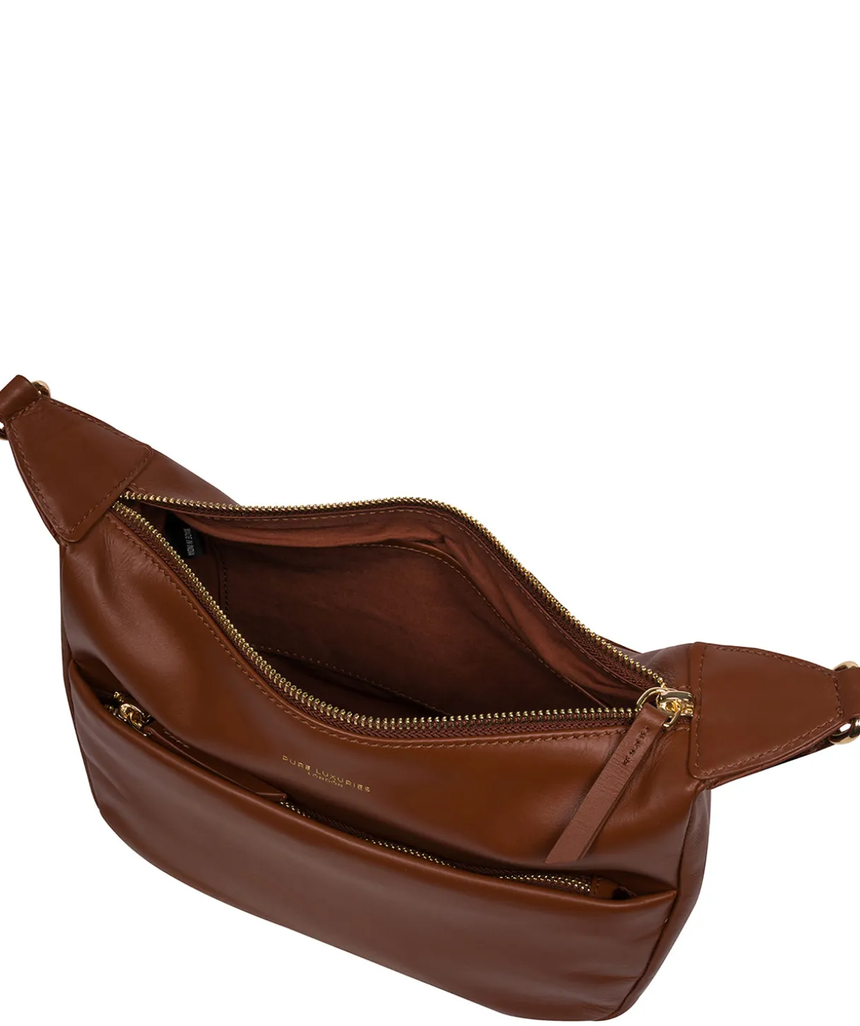 Leonora' Caramel Leather Cross Body Bag