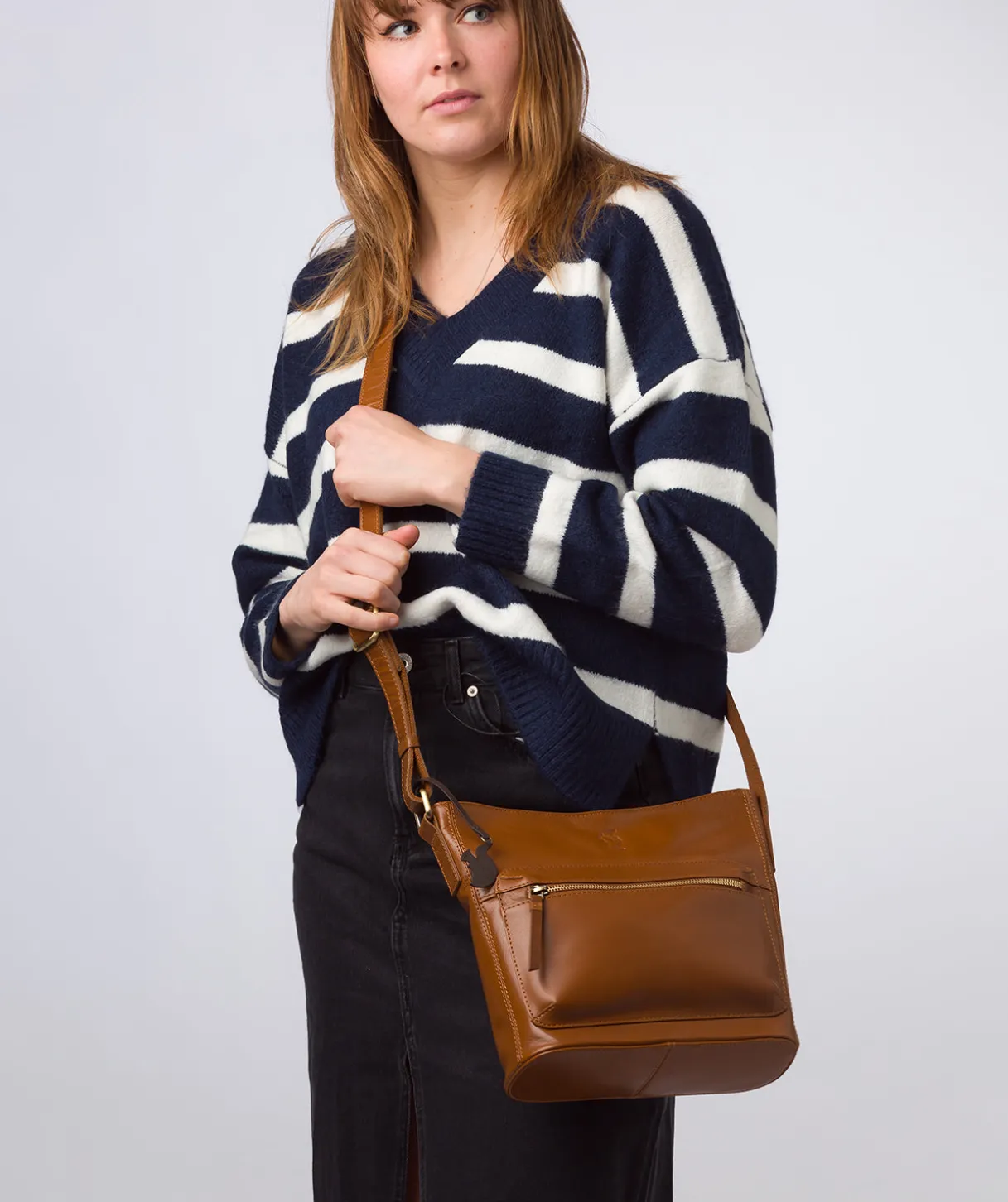 Liberty' Dark Tan Leather Shoulder Bag