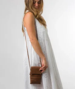 Lilian' Chestnut Nappa Leather Cross Body Phone Bag