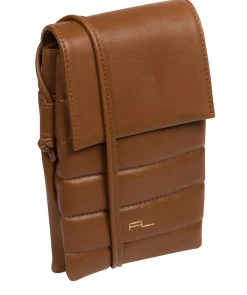 Lilian' Chestnut Nappa Leather Cross Body Phone Bag