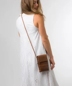 Lilian' Chestnut Nappa Leather Cross Body Phone Bag