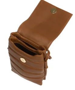 Lilian' Chestnut Nappa Leather Cross Body Phone Bag