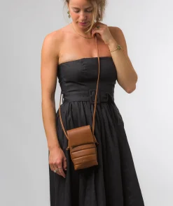 Lilian' Oak Nappa Leather Cross Body Phone Bag