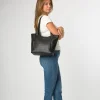 Lisette' Black Leather Tote Bag