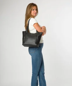 Lisette' Black Leather Tote Bag