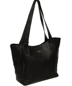 Lisette' Black Leather Tote Bag
