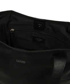 Lisette' Black Leather Tote Bag