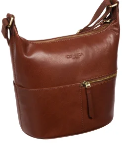 Little Kristin' Conker Brown Leather Shoulder Bag