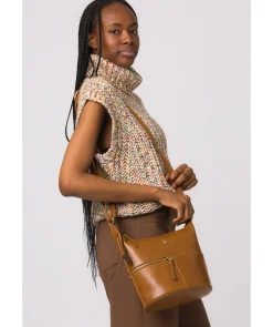 Little Kristin' Dark Tan Leather Shoulder Bag