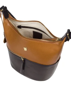 Little Kristin' Navy & Dark Tan Leather Shoulder Bag