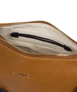 Little Kristin' Navy & Dark Tan Leather Shoulder Bag