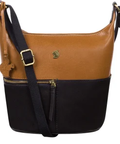 Little Kristin' Navy & Dark Tan Leather Shoulder Bag