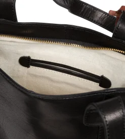 Little Patience' Black Leather Tote Bag