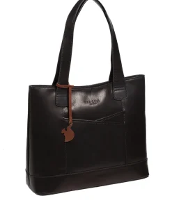 Little Patience' Black Leather Tote Bag