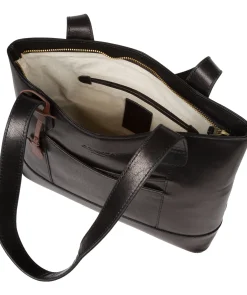Little Patience' Black Leather Tote Bag