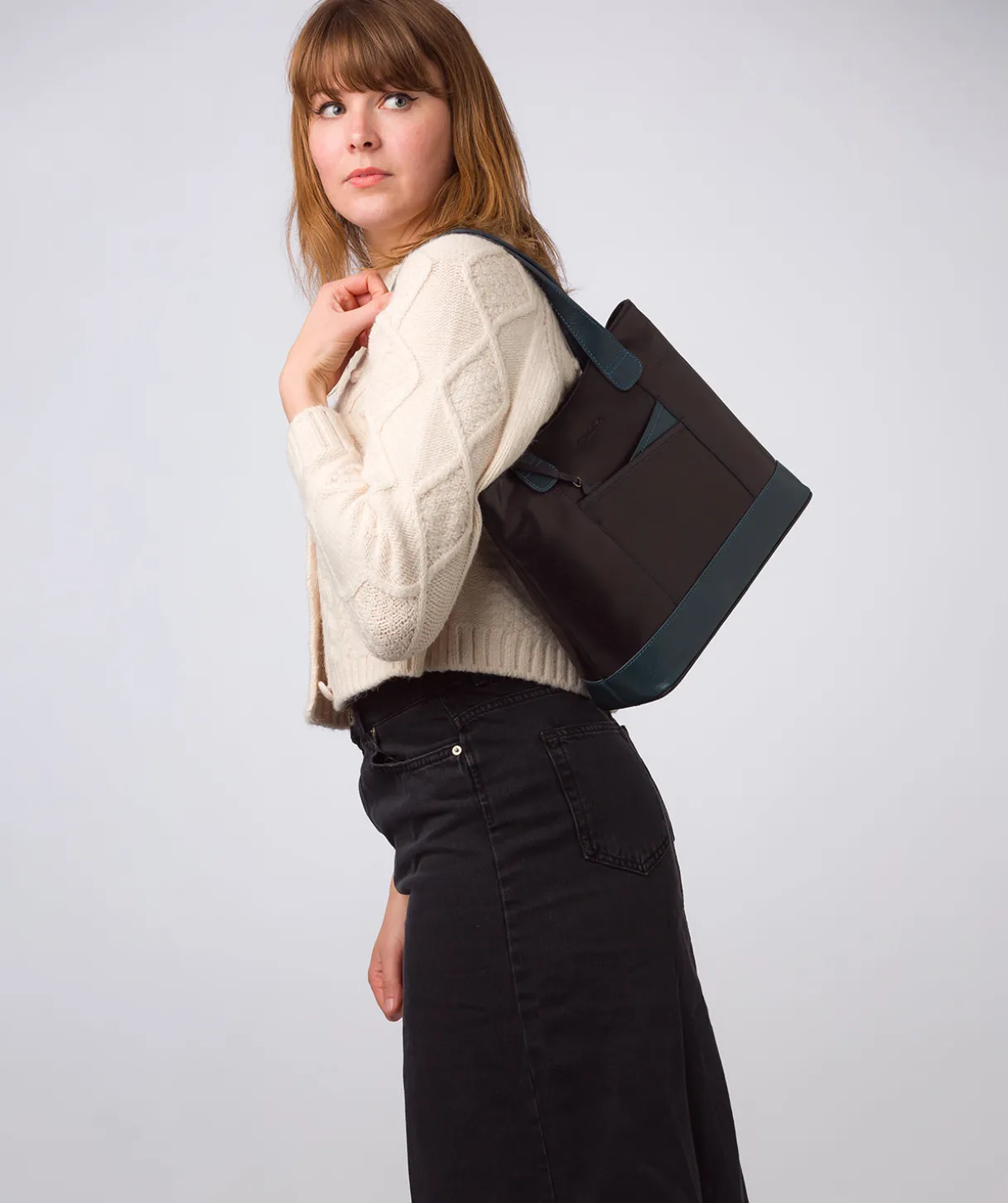 Little Patience' Snorkel Blue & Navy Blue Leather Tote Bag