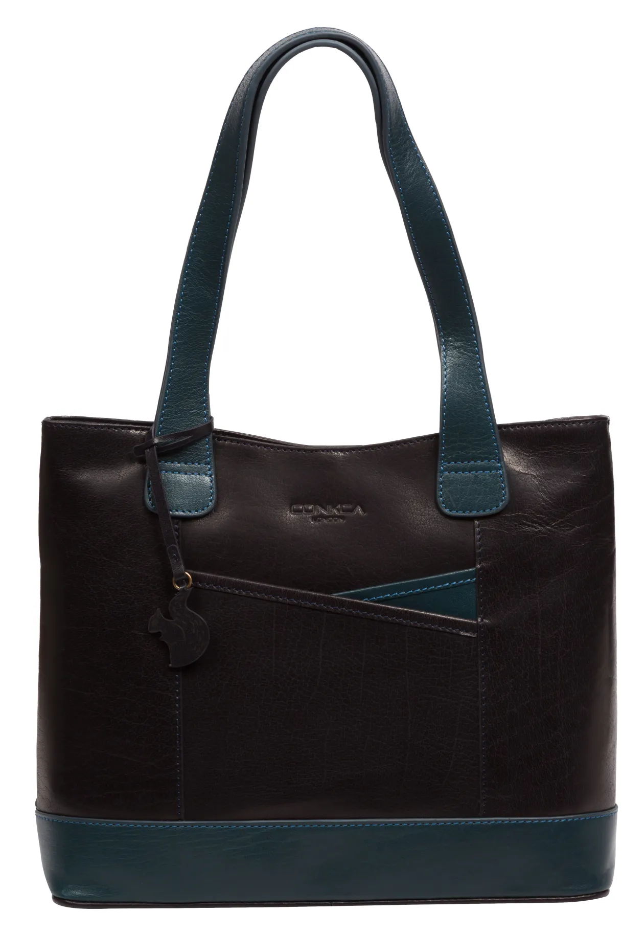 Little Patience' Snorkel Blue & Navy Blue Leather Tote Bag