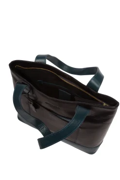 Little Patience' Snorkel Blue & Navy Blue Leather Tote Bag
