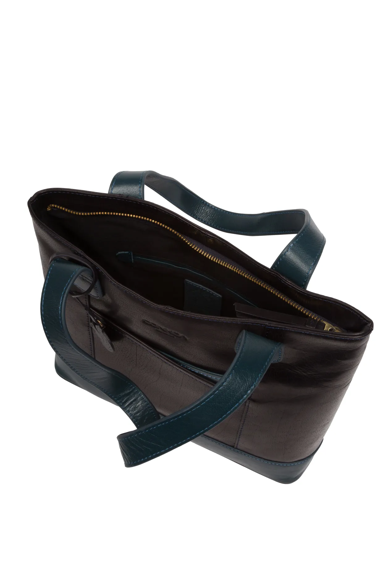 Little Patience' Snorkel Blue & Navy Blue Leather Tote Bag