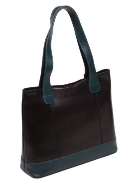 Little Patience' Snorkel Blue & Navy Blue Leather Tote Bag