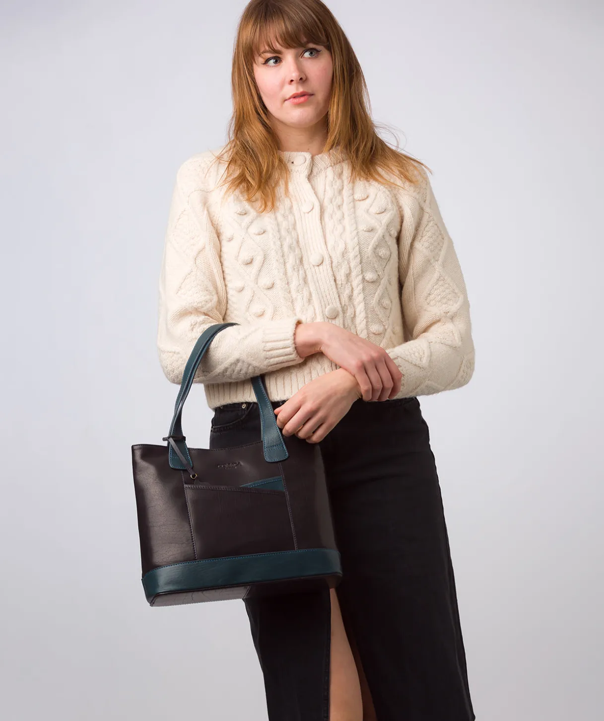 Little Patience' Snorkel Blue & Navy Blue Leather Tote Bag