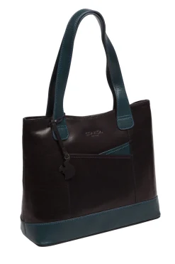 Little Patience' Snorkel Blue & Navy Blue Leather Tote Bag