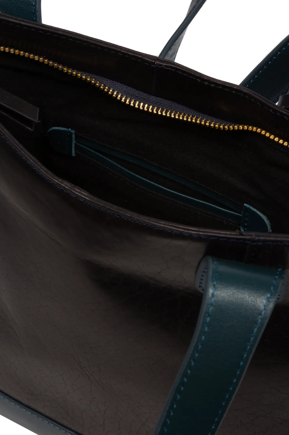 Little Patience' Snorkel Blue & Navy Blue Leather Tote Bag