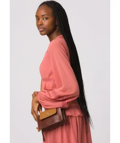 Little Wonder' Conker Brown & Dark Tan Leather Cross Body Clutch Bag